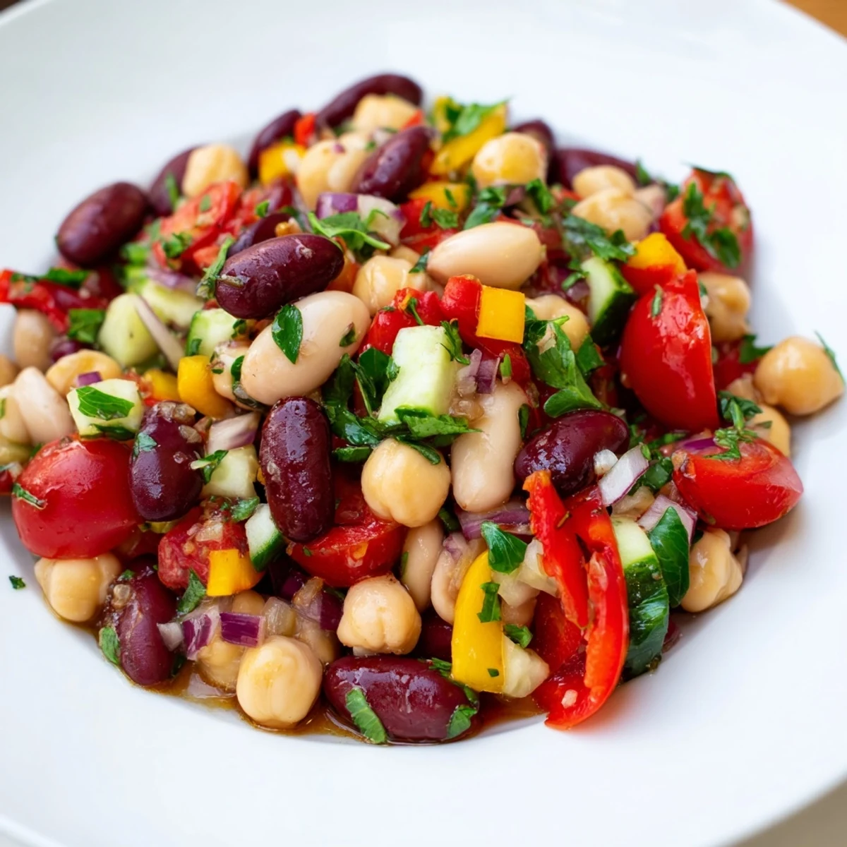 Creamy beans and vibrant vegetables in this refreshing Italian bean salad platter