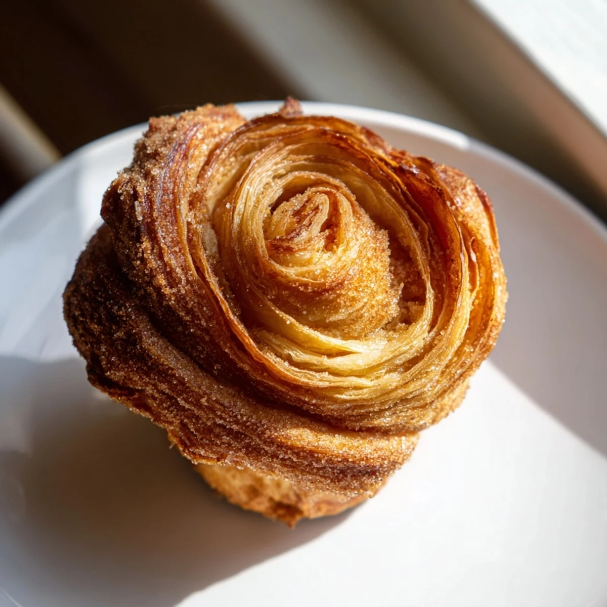 Golden cruffins with flaky croissant layers fresh from the muffin tin