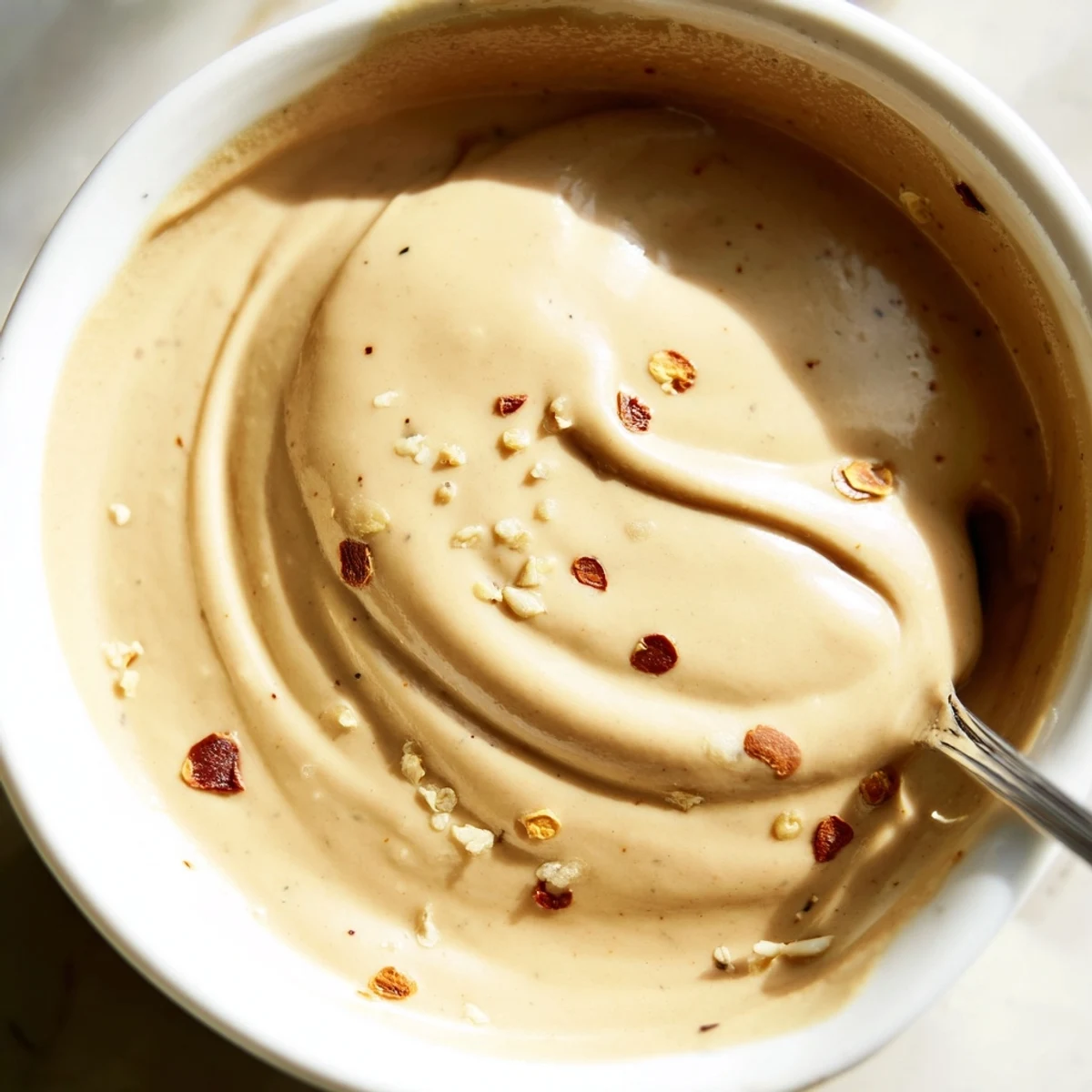 Vibrant chili lime tahini sauce poured generously across crispy grilled chicken