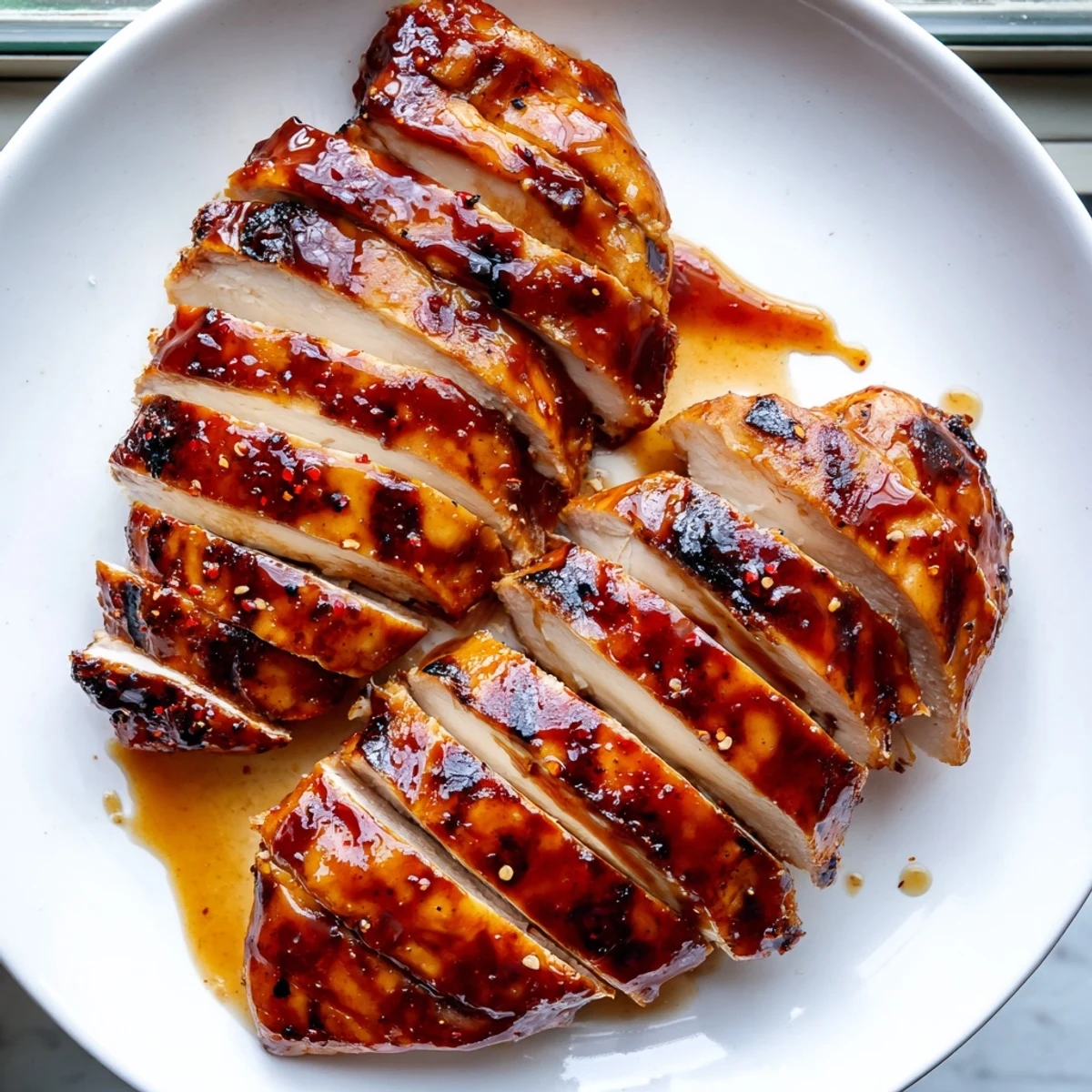 Smoky Grilled Coca Cola Glazed Chicken Breast served alongside grilled corn on a sunny backyard barbecue platter