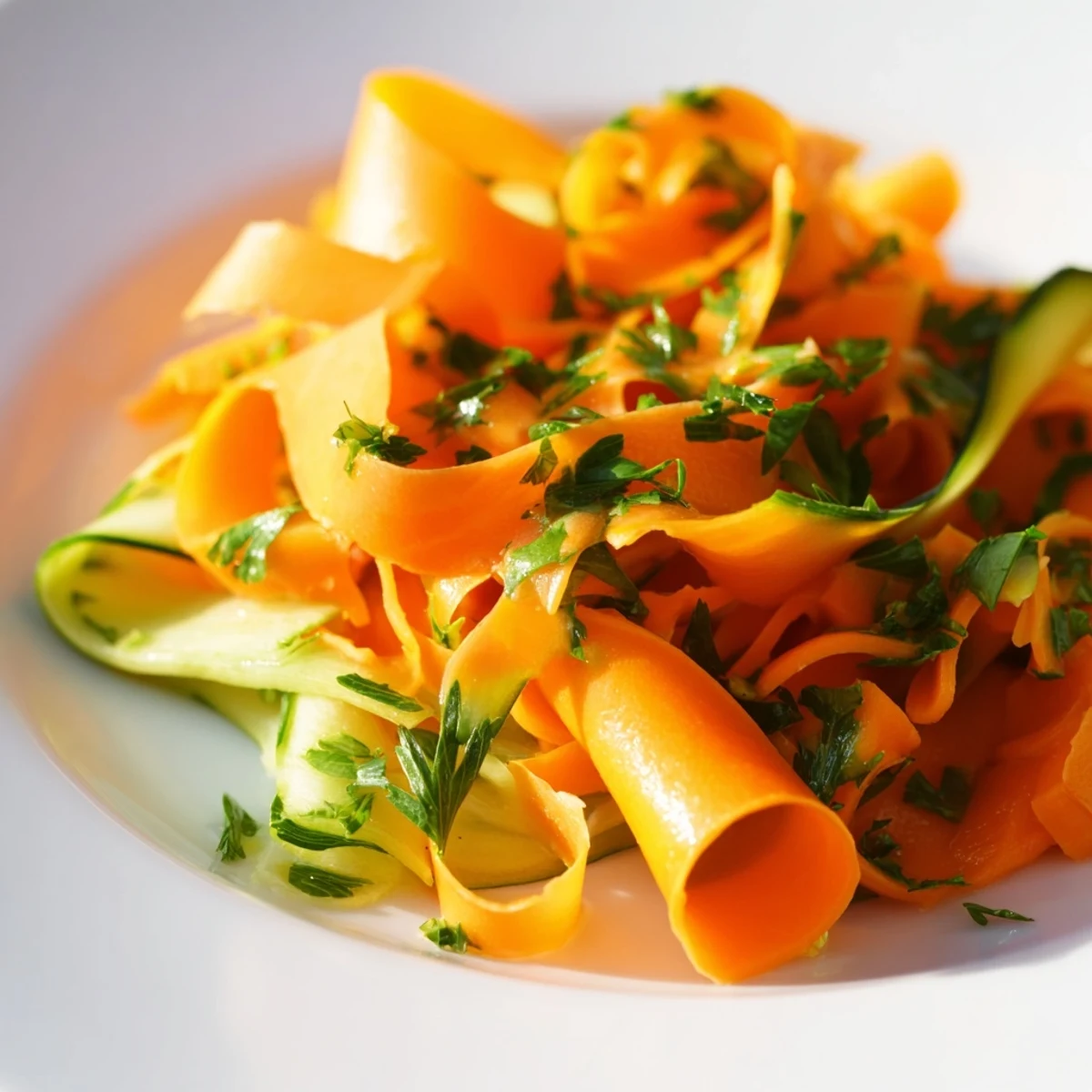 Vibrant bowl of carrot ribbon salad served as a fresh gluten-free side dish