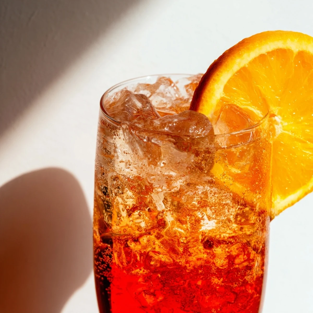 Bright Spritz recipe served over ice with fresh orange slice garnish  