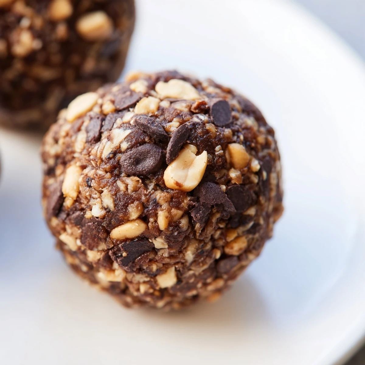 Rich no-bake Snickers energy bites topped with sea salt for extra flavor.
