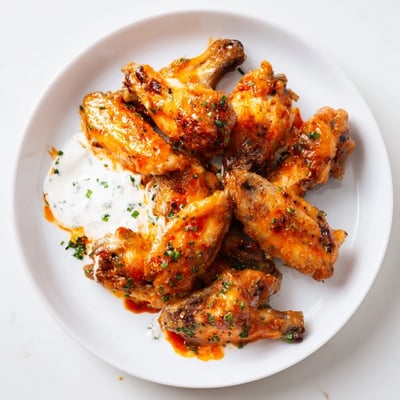 Perfectly baked Spicy Chicken Wings with Ranch Dressing served with celery sticks and a cold beer, ideal for game day.
