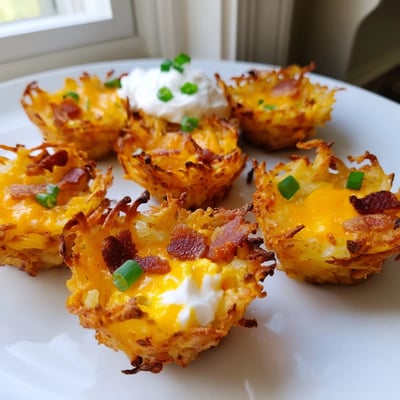 Crispy cheesy loaded hashbrown bites fresh from the oven with gooey cheese centers